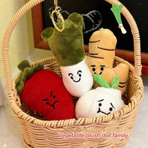 Porte-clés en peluche de légumes créatifs et mignons, simulation douce, pendentif amusant pour sac à dos, série de jeux alimentaires - Oignons, gingembre, ail, 8-12 cm, anime - Product Image 4