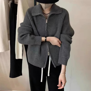 Pull long décontracté à <span class=keywords><strong>col</strong></span> en V uni, nouvelle mode 2026, vente en gros, automne, hiver, pour femmes - Product Image 2