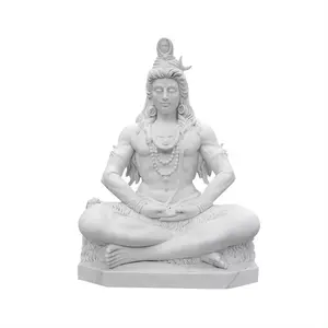 現代の屋外の庭の装飾石インド神の彫刻手彫りの天然石大理石主シヴァ像