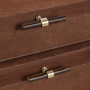 Scatole Decorative Rettangolari in Camoscio con Accessori in Pietra per Gioielli, Oggetti Preziosi e Decorazioni da Scaffale - Product Image 6