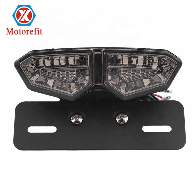 Motorefit Tail Light Motorbike Brake Light Bright LED Taillight License Plate Lamp Integrated Spotlight Signal Light