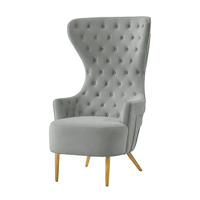 Vente en gros de fauteuil d'appoint de luxe à dossier haut chaise de salon de loisirs en velours rembourré pour bureau à domicile hôtel pour appartement villa