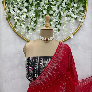 Blusa de Diseñador de Alta Calidad con Encaje Georgette, Bordado Floral Vintage, para Fiestas, para Damas Indias - Product Image 1