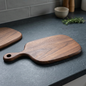 Planche à découper ronde en bois de rose avec poignée, écologique, pour la cuisine - Product Image 1