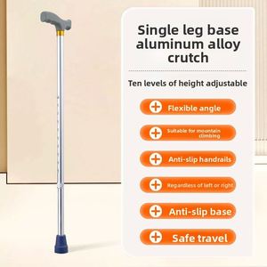 Canne de marche légère à hauteur réglable pour personnes âgées ; Bâton de randonnée en alliage d'aluminium avec poignée antidérapante en acier inoxydable - Product Image 3
