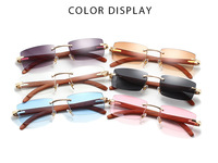 Lunettes de soleil sans monture en corne de buffle pour hommes Lunettes de soleil à la mode avec cadre en bois Gafas De Sol Para Hombre