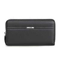 Dompet Pria Kulit PU Panjang, Kapasitas Besar, Resleting Ganda, Portabel, Tempat Ponsel, Tempat Kartu, Organizer Bisnis Sehari-hari