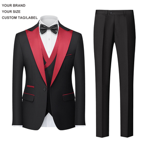 Costumes <span class=keywords><strong>rouge</strong></span> <span class=keywords><strong>bordeaux</strong></span> pour hommes vestes de costume personnalisées mariage de marié d'affaires 3 pièces ensemble de <span class=keywords><strong>blazer</strong></span> décontracté pour hommes - Product Image 2