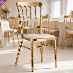 Good Quality Stackable Wedding Banquet Event Wholesale Stackable Chiavari Golden <b>Chair</b> With Fixed Seat - Product Image 1