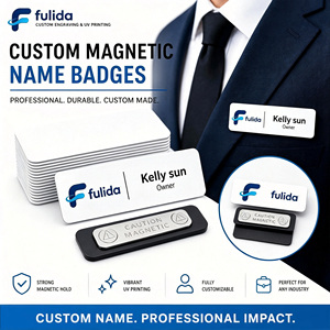 <span class=keywords><strong>Badge</strong></span> nominatif personnalisé en métal brossé antique avec base ABS, réutilisable, pour identification, <span class=keywords><strong>impression</strong></span> en relief, logo d'entreprise personnalisé - Product Image 5