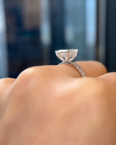 2.00CT Princess Cut Lab Grown <b>Diamond</b> Engagement <b>Ring</b> with Pave Band in 14K Gold Elegant Bridal Fine Jewelry Gift - Product Image 2