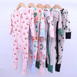 Pijamas de Natal de Manga Longa YiYing Confortáveis para Bebês em Bamboo com Zíper para Crianças Impressão Personalizada Body Infantil - Product Image 1
