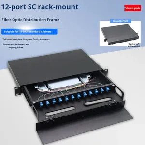 New <span class=keywords><strong>12</strong></span>-<span class=keywords><strong>Port</strong></span> <span class=keywords><strong>12</strong></span>-core SC fiber optic Patch Panel Pull-out Flip-Top đóng cửa Viễn thông cấp ODF 1U cho FTTH gói đầy đủ miễn phí - Product Image 5