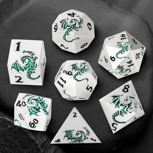 New Metal Zinc Alloy Polyhedron Dragon Pattern Right Angle DND Dice Set Dungeons &amp; Dragons Running Group Table <strong>Game</strong> Toy <strong>Gift</strong> - Product Image 2