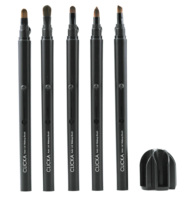 Set di Pennelli per Trucco Occhi di Alta Qualità con Coperchio Automatico Retrattile, Serie da Viaggio 2, Manico in PP/PBT Nero, Fibra Artificiale, Facile da Usare