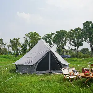 थोक यर्तंबू आउटडोर शिविर लक्जरी बड़े कपास कैनवास बेल तम्बू 4 सीजन 5-12 व्यक्ति बिक्री के लिए