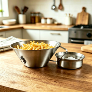 Kitchen Gadgets Filter Oil Container Colander Strainers Stainless Steel French Fry Colander with Handle for Fried Food - Product Image 1