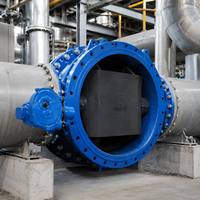 Vanne papillon à siège EPDM à double bride en fonte ductile grande taille à commande par engrenage pour système de traitement de l'eau PN6-PN16 Industriel