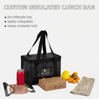 Sac isotherme pliable Lider LDBW006 avec logo personnalisé, imperméable, à fermeture éclair, en non-tissé, avec poignée, pour le déjeuner, isolé, avec panneau solaire