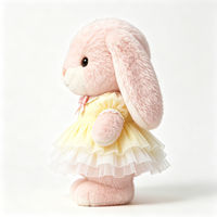 Peluche Lapin aux Oreilles Tombantes Douce et Moelleuse, Poupée Lapin Rembourrée avec Robe à Nœud en Dentelle Jaune, Animal en Peluche Doux et Câlin, Peluche Lapin Personnalisée