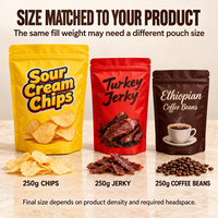 Sacs d'emballage personnalisés à faible MOQ avec logo imprimé pour la crème sure, les chips, le jambon de dinde, les grains de café, les aliments secs, pour le stockage