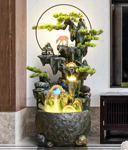 น้ำพุตั้งพื้นไฟเบอร์กลาส ระบบหมุนเวียน 3 มิติ รูปภูเขาหิน ตกแต่งทางเข้าบ้าน สร้างฮวงจุ้ยเสริมโชคลาภ ของขวัญขึ้นบ้านใหม่ - Product Image 1