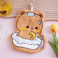 Serviette de toilette suspendue personnalisée Bubu & Dudu Bear en polaire corail pour cuisine, salle de bain, sport, utilisation quatre saisons