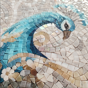 <span class=keywords><strong>Mosaico</strong></span> in <span class=keywords><strong>Vetro</strong></span> Fatto a Mano con Pavone Blu, Dipinto Artistico di Uccelli per Decorazione Murale, Design Personalizzato di Lusso per Casa, Hotel, Villa - Product Image 3