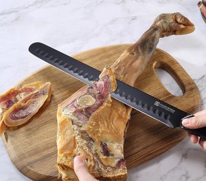 Duradera y larga vida útil 12 "Acero inoxidable cocina <span class=keywords><strong>Chef</strong></span> jamón rebanador cuchillo tallado carne jamón cuchillo con mango hueco - Product Image 3