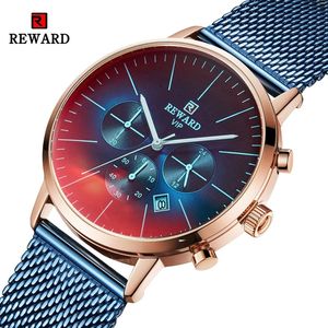 REWARD RD82004 Reloj Deportivo Cronógrafo de Moda Empresarial de Acero Inoxidable Unisex, Reloj de Pulsera de Cuarzo Resistente al Agua de 24 Horas - Product Image 1