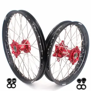 KKE Enduro-llantas para ruedas de motocicleta, juego de llantas de aleación de aluminio anodizado, color rojo, negro, compatible con Gas EC300 EC250 2004-2017