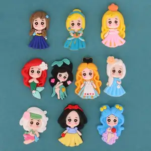 Kawaii Cartoon Mermaid Princess Flatback Cabochon PVC Rubber Silicone Crafts DIY Scrapbooking Phone Case Decoration