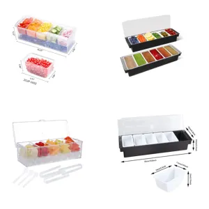 Wholesale Home Bar Restaurant Cooled Bar Tray Ice Chilled Fruit 3/4/5 Condiment Server Caddy with lid