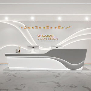 Nuevo en 2025, Mostrador de Recepción con Diseño de Barco, Dorado, con Carga Inalámbrica, Mueble Pequeño, Mesa de Recepción para Peluquería, Mesa de Bar - Product Image 5