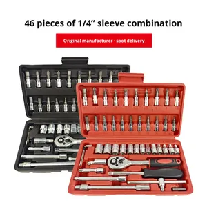 46-Piece Durable thép carbon cao tay sửa chữa ô tô Tool Set với mạ kẽm Ratchet và 1/4inch ổ cắm wrenches - Product Image 4