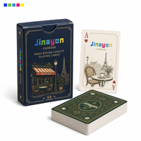 Jeu de cartes de poker personnalisé style bistrot français, doré à chaud, en papier couché, coins arrondis, boîte à rabat, 54 cartes + 2 jokers, pour restaurant