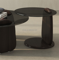 Ensemble de table basse au design minimaliste ensemble de table centrale en bois avec dessus en verre table basse ronde de salon avec table d'appoint