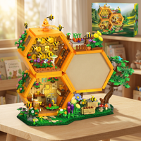 Set de Bloques de Construcción de Casa de Abejas, Modelo de Ladrillo Hexagonal de Panal de Abeja para Jardín con Abejas, Flores y Árbol, Decoración Arquitectónica DIY, Regalo
