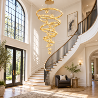 Lustre moderne en cristal K9 en spirale, luminaire suspendu LED pour plafond haut, lustre de luxe pour escalier, villa, hall d'entrée, décoration intérieure