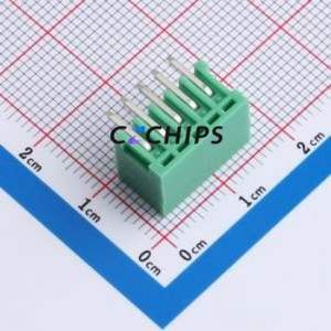 MX2EDGRC-2.54-05P-GN01-Cu-A Plug-in Terminal Block Bent Lead Through Hole,P=2.54mm Board-to-Board / Socket - Closed 1x5P 2.54mm - Product Image 2