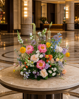 Luna, centre de table de mariage de grande taille, style jardin, en fleurs artificielles de pivoine, rose et ranunculus en soie, toucher réel, multicolores
