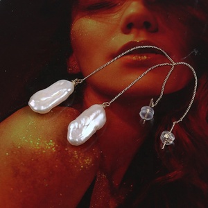 Pendientes <span class=keywords><strong>de</strong></span> perlas Biwa <span class=keywords><strong>de</strong></span> 9-10mm para mujer, joyería larga, <span class=keywords><strong>aretes</strong></span> <span class=keywords><strong>de</strong></span> cadena <span class=keywords><strong>de</strong></span> <span class=keywords><strong>acero</strong></span> <span class=keywords><strong>inoxidable</strong></span> - Product Image 2