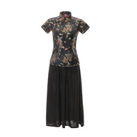 Chemise Qipao Slim pour Femme en Bleu Lac, Style Vintage, Col Mandarin, Costume de Style Chinois, Blouse Oversize en Satin