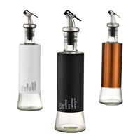 Ensemble de 3 bouteilles en verre de 750 ml pour huile et vinaigre avec bec verseur en acier inoxydable – Récipients de stockage en verre pour huile – Accessoires de cuisine