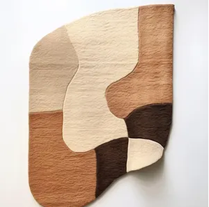 Handmade Modern Beige <b>Brown</b> <b>Wool</b> Hand Tufted Area Rug Irregular Shape High for Home Office Living Room Kids Room 4*6 9*12ft Set - Product Image 4