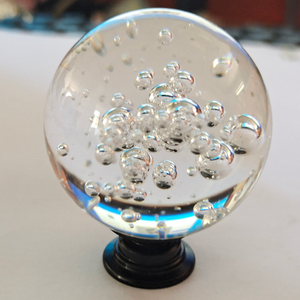 CHINA FOSHAN CX743 Furniture Hardware Kitchen Cabinet Drawer Glass Colorful <strong>Crystal</strong> Bubble Handle <strong>Knob</strong> - Black Base - Product Image 1