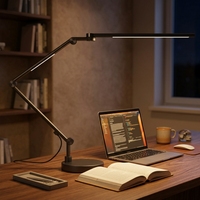 Lampe de bureau LED DC à double éclairage en aluminium, lumière blanc chaud, moderne et minimaliste, avec mémoire, pliable, pour lecture, électrique