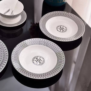 Meilleures ventes : Service de table en céramique de luxe européen 58 pièces, personnalisable, avec bordure dorée et motifs floraux, bols et assiettes en porcelaine, petits modèles pour hôtels - Product Image 4