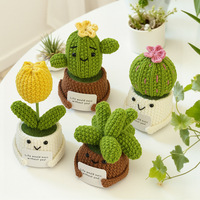 Nouveau style 2026 : Plante synthétique en pot en laine tricotée multi-fleurs, mini cactus créatif et mignon, plantes en pot encourageantes