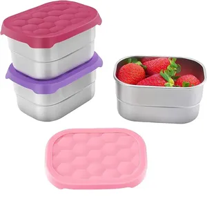 Edelstahl Auslaufs icherer Behälter versiegelt Bento Lunch Box Snack Food Jar für Outdoor-Kühlschrank Crisper Silikon deckel